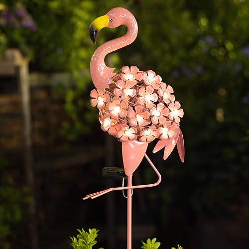 Homeimpro Garden Solar Lights Flamingo Yard Decor Gifts for Women Outdoor Decorations Stake Lights, Waterproof Warm White 27 LED for Lawn,Patio