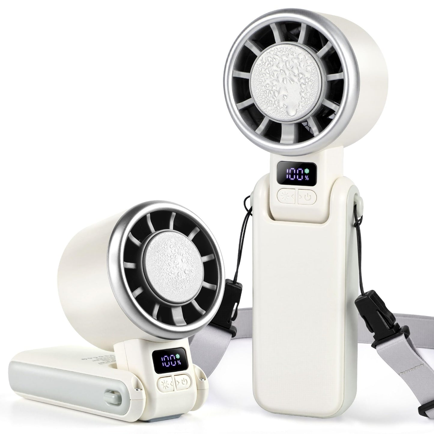 Portable Ice Cooling Handheld Turbo Fan, 100 Speeds, 4000mAh, Speed Display