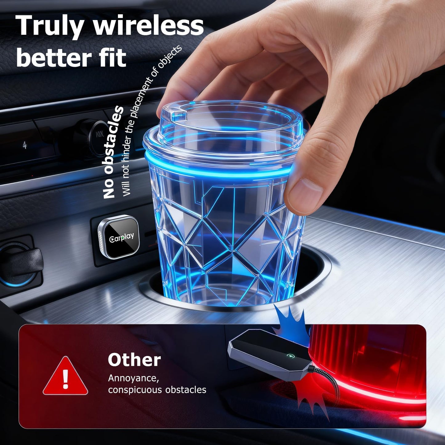 Wireless CarPlay Adapter for iPhone - Converts Wired to Wireless CarPlay, Plug & Play with Stable & Instant Connection, Compact Design with iOS
