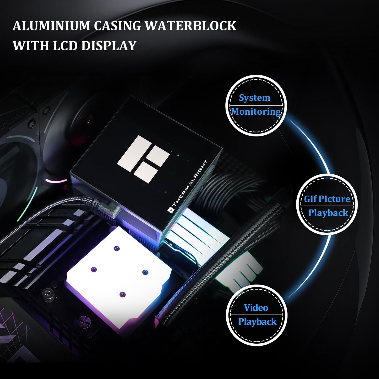 Thermalright Hyper Vision 360 ARGB Black AIO CPU Liquid Cooler,IPS LCD Screen with 480x480 Resolution,for AM5/Intel LGA1851/1700,3.95in