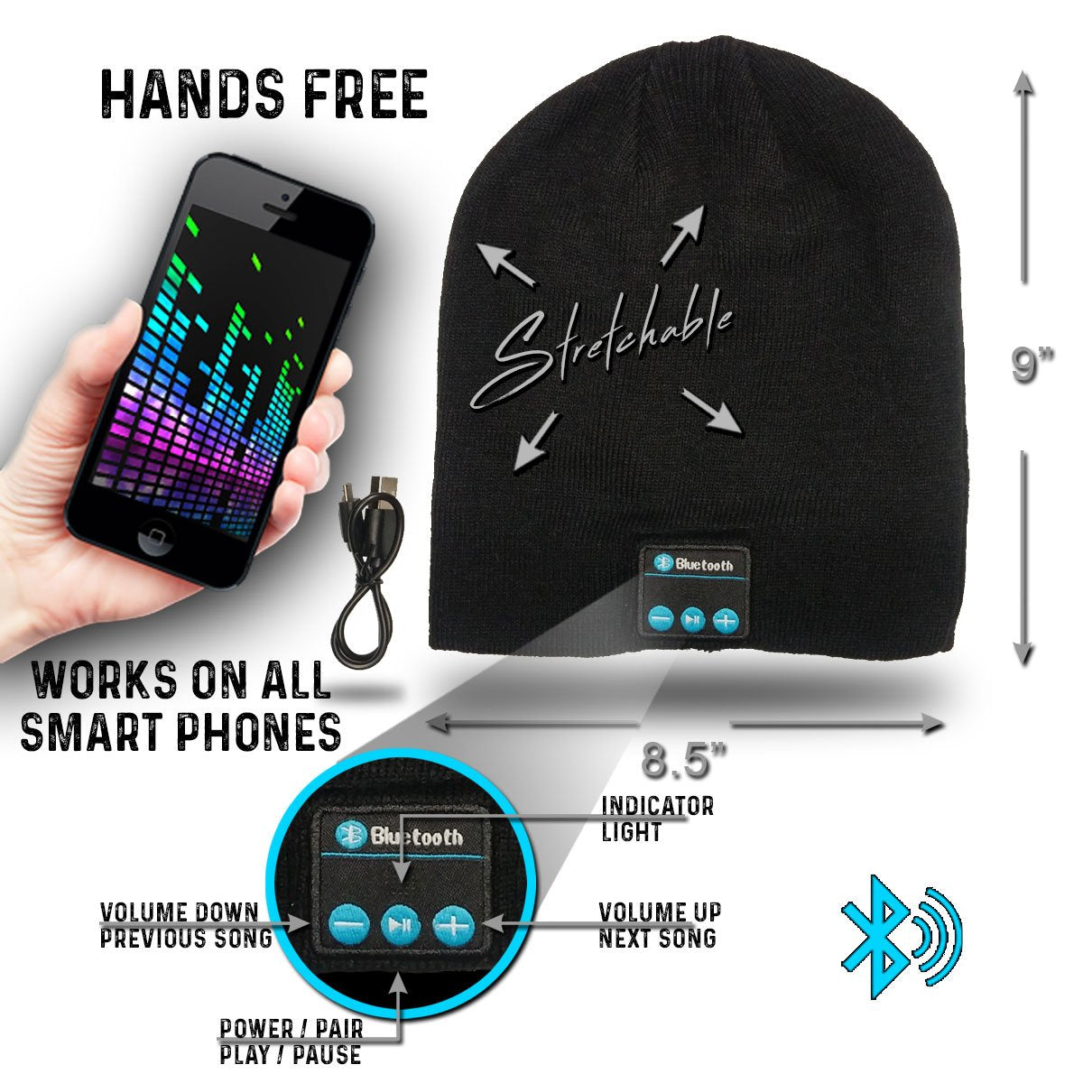 Savage Wireless Bluetooth Beanie Hat - Cozy Knit Music Hat with Headphones & Mic, Bluetooth 4.1 Winter Beanie for Men & Women, Long Battery Life…