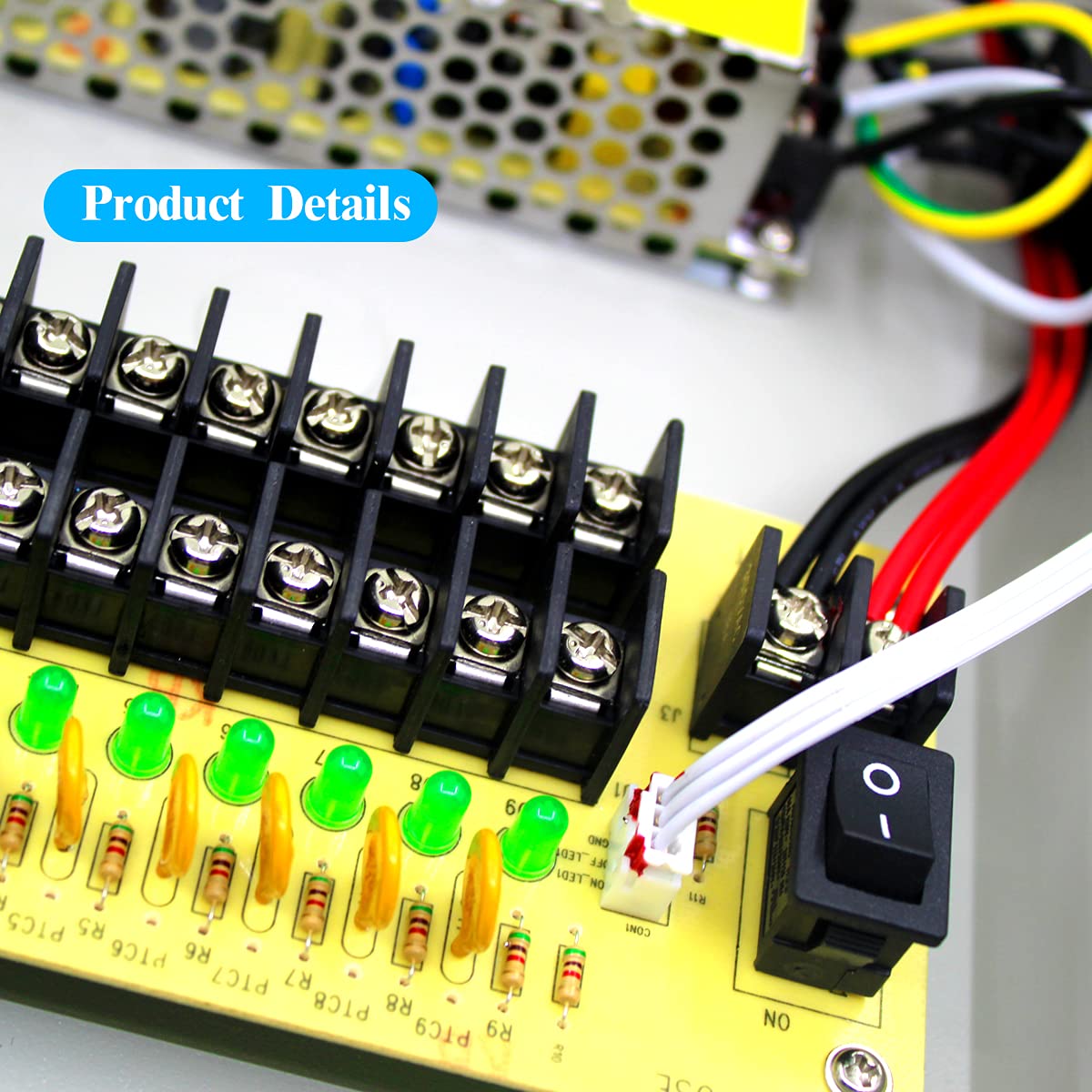 9 Channel 12 Volt DC Output 5A CCTV Distributed Power Supply Box for Security Camera with AC Plug and Lock for Security Cameras, DVRs, CCTV Power…