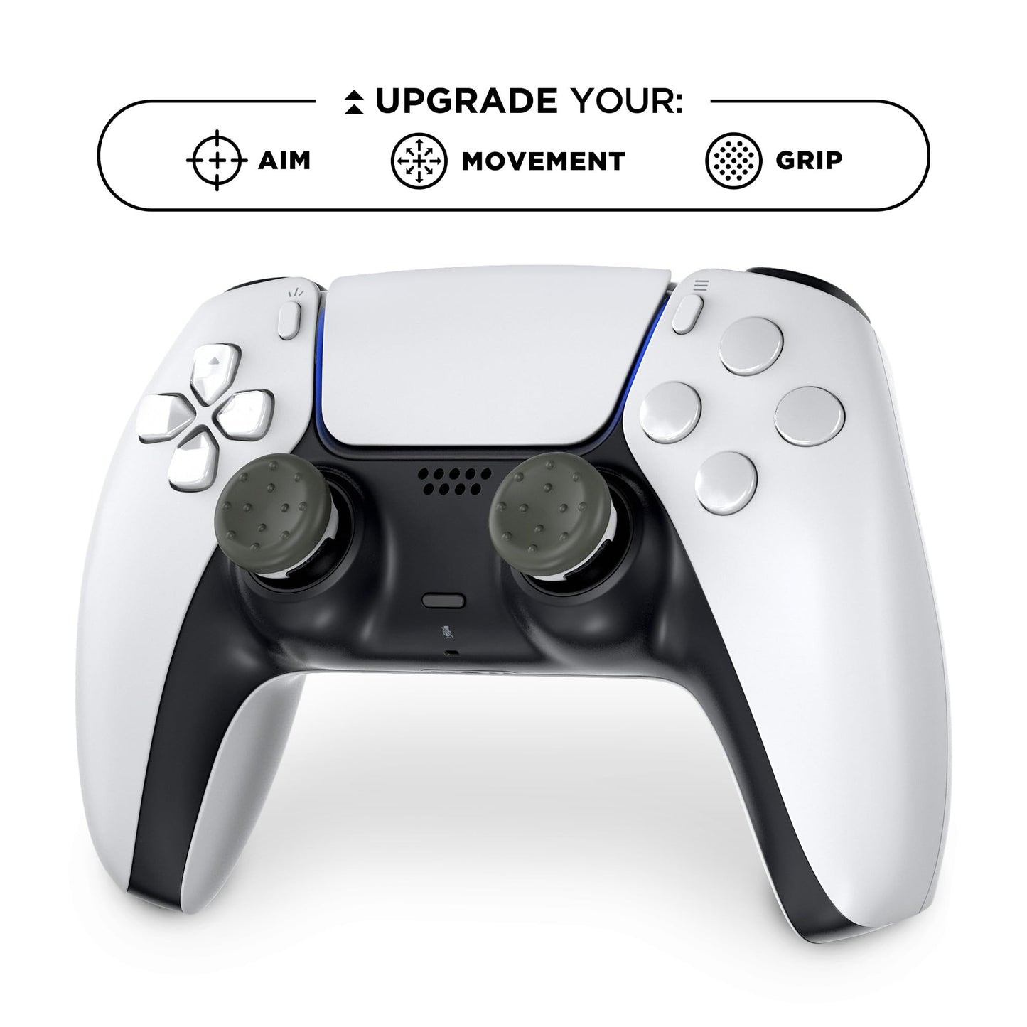 KontrolFreek CQC Classic for PlayStation 4 (PS4) and PlayStation 5 (PS5) Controller | Performance Thumbsticks | 2 Mid-Rise Concave | Gray/White