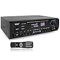 Pyle Home Audio Power Amplifier System - 300W 4 Channel Theater Power Stereo Sound Receiver Box Entertainment w/USB, RCA, AUX, Mic w/Echo, LED, Remote