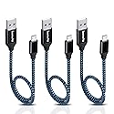 iSeekerKit Short Micro USB Cable 1Ft Nylon Braided Fast USB Charging Cord Compatible for External Battery Charger, Samsung, HTC, LG, Android and More