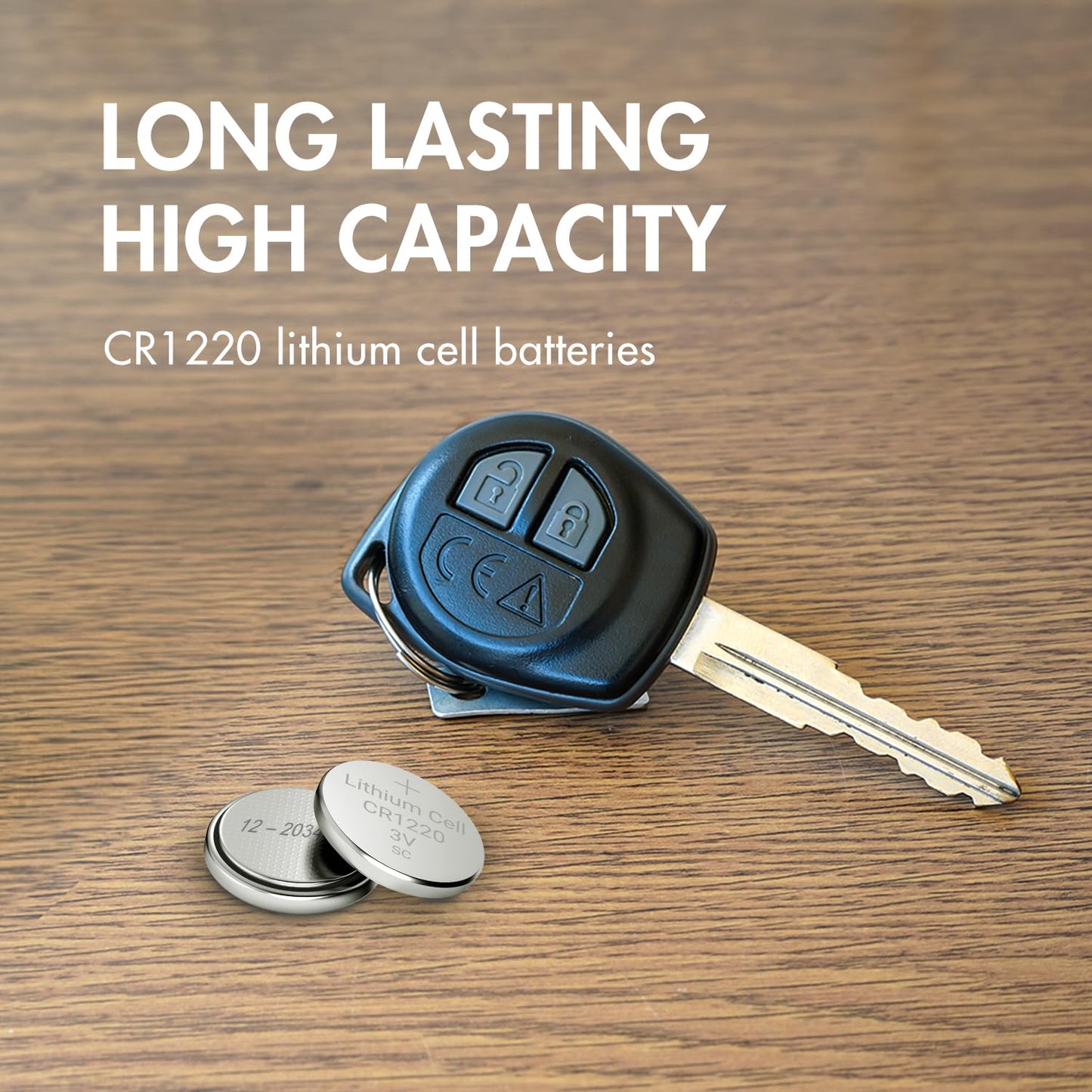 Tenergy CR1220 3V Lithium Button Cell Battery, for Keys, Watches, Accessories, 5 Count