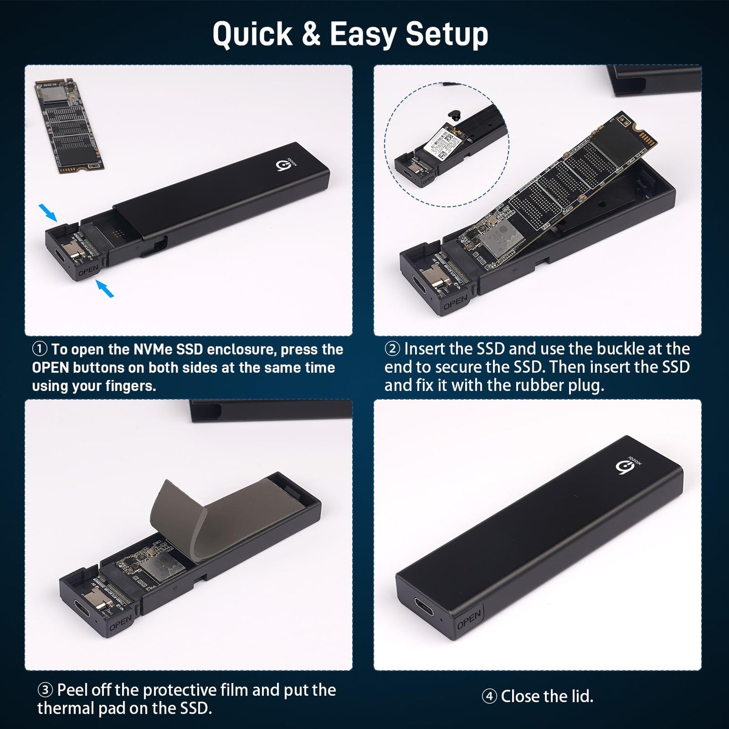 Xiaobi M.2 NVMe SSD Enclosure, Tool-Free Installation, USB 3.2 Gen 2 (10 Gbps) to NVME M-Key/(B+M) Key PCIe NVMe Adapter Support UASP and Trim