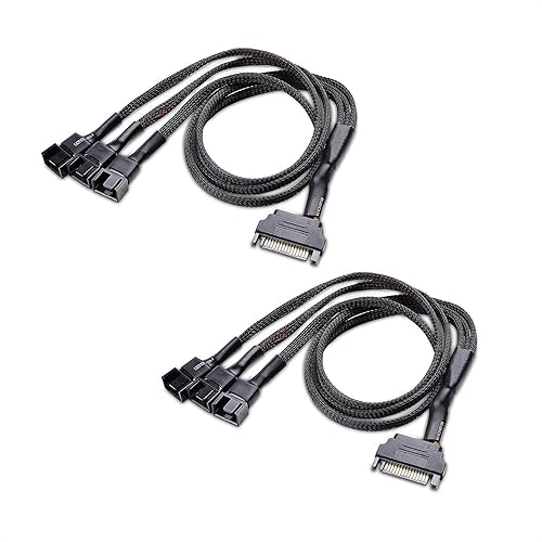 Cable Matters 2-Pack 3 Computer Case Fan Splitter Cable with SATA Power - 16 Inches