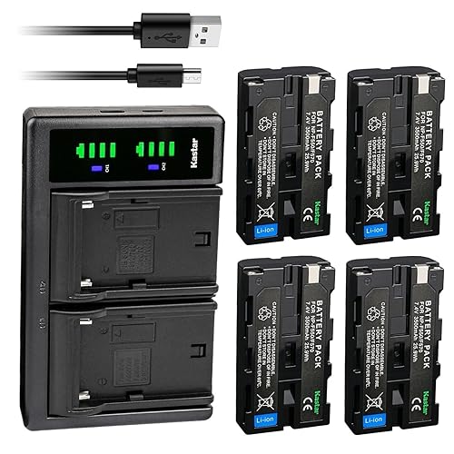 Kastar 4-Pack NP-F580 Battery 7.4V 3500mAh and LTD2 USB Charger Replacement for L Series NP-F530 NP-F550 NP-F570 NP-F750 NP-F770 NP-F930 NP-F950