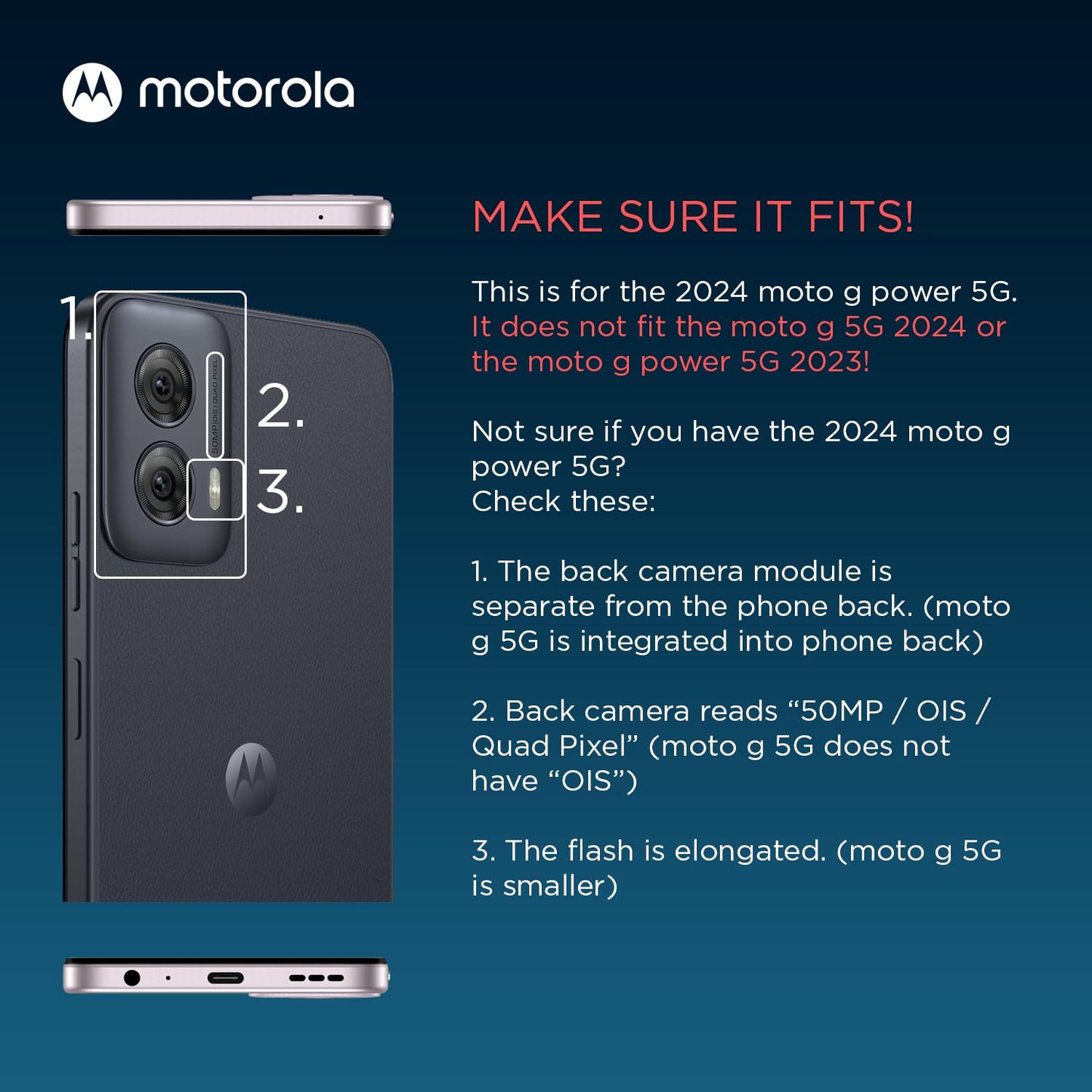 Motorola Moto G Power 5G (2024) Textured Protective Case- Black