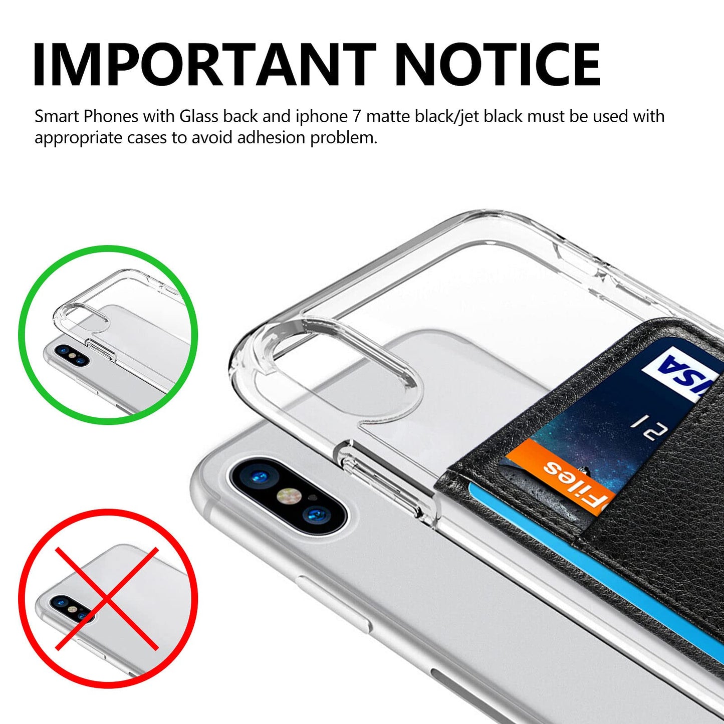 TopFunny Wallet Stick on Phone Case, Credit Card Holder for Back of Phone Cases Flip Leather Wallet Sleeve Pouch Compatible with iPhone, Samsung