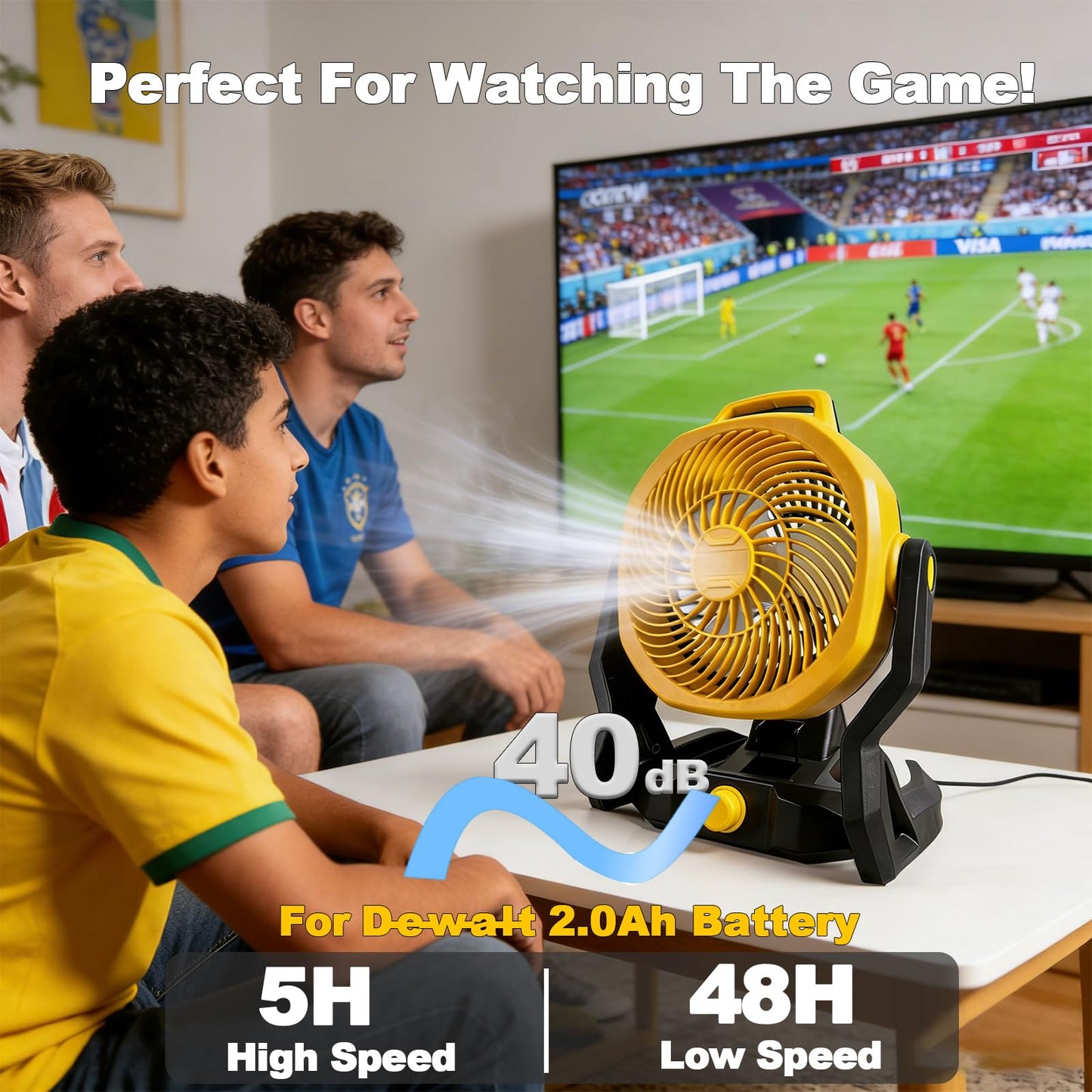 WeToolGoo Cordless Brushless Jobsite Fan Compatible with Dewalt 20V Max Battery, Battery Powered Fan 650 CFM Variable Speed, or AC Power for Outdoor