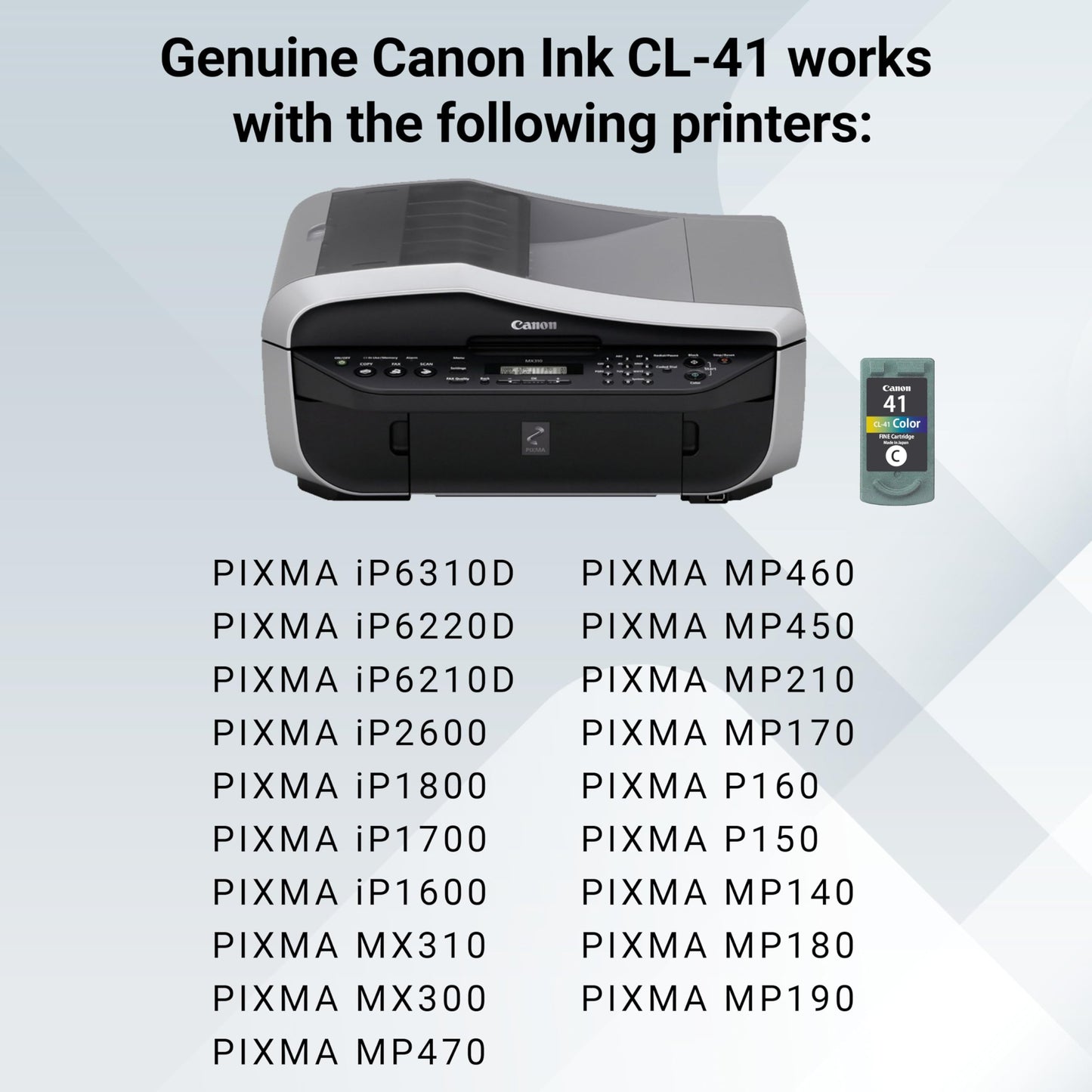 Canon CL-41 Compatible To iP1700/iP1600,iP6220D/iP6210D,iP6310D,MP170/MP160/MP150/MP180,MP450,MP460,iP1800,iP2600,MP140,MP190/MP210,MP470,MX310/MX300