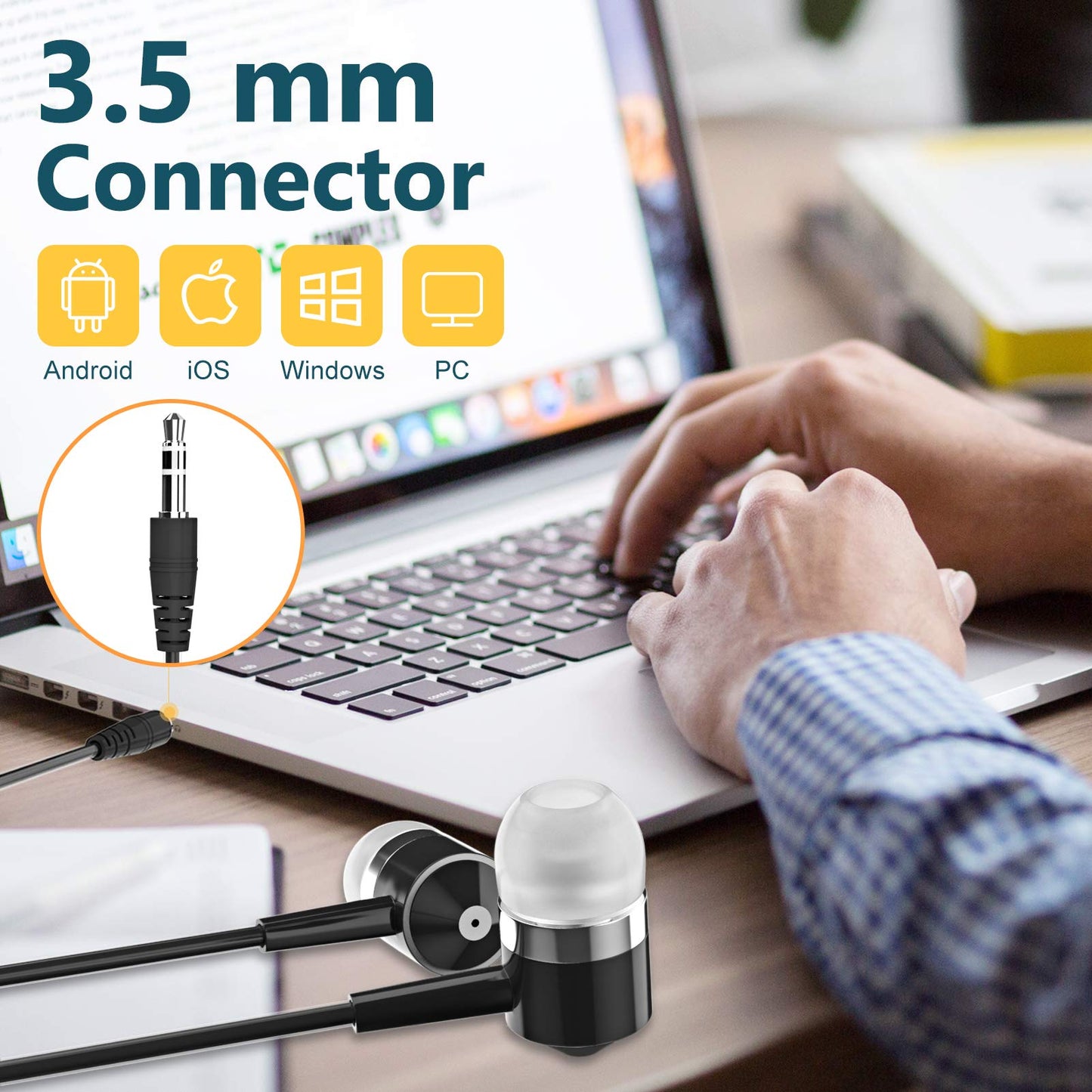 ZXFYE Wired Earbuds Bulk Wired Earphones Mixed Colors 10 Packs Compatible with iPhone Smartphone Computer Laptop MP3 School Classroom 3.5mm