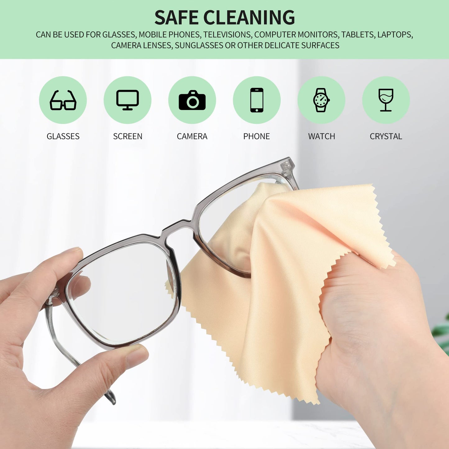 18 Pack Microfiber Cleaning Cloths (7" x 6") Multicolor Glasses Cleaning Cloth for Eyeglasses, Camera Lens, Cell Phones, Laptops, LCD TV Screens