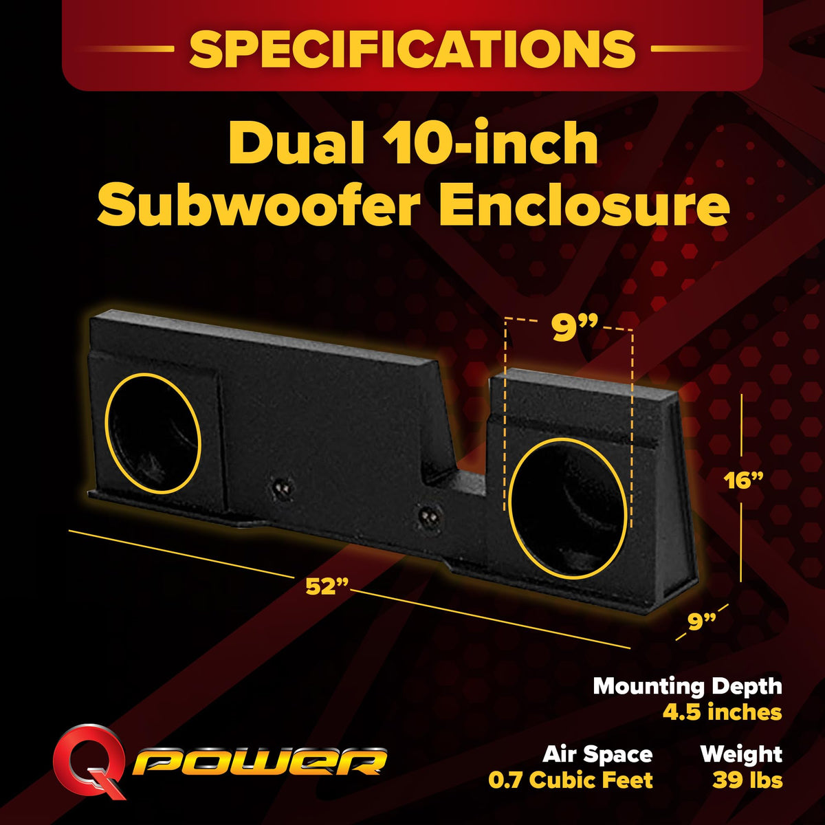 Q Power QBFORD10-2004 Dual 10-Inch Underseat Downfire Subwoofer Box