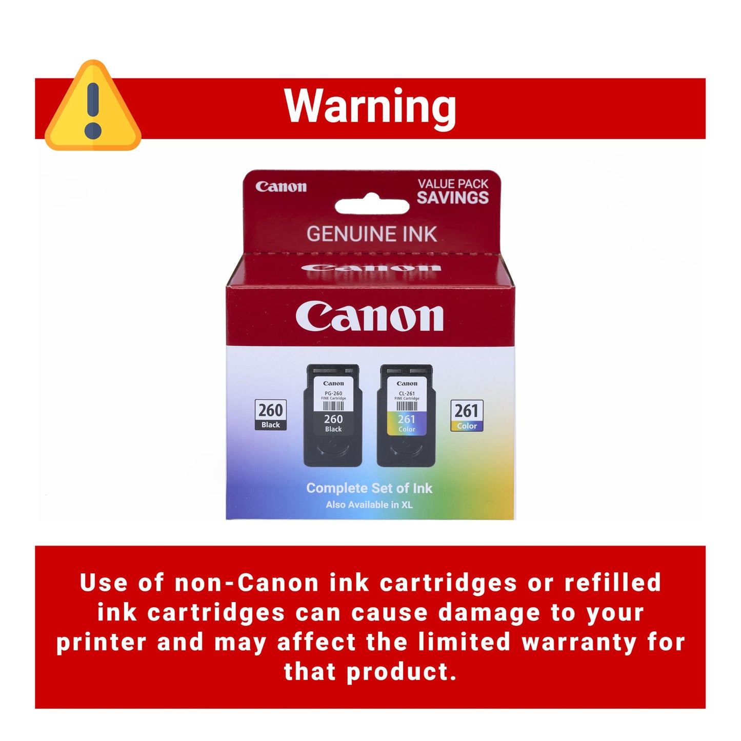 Canon PG-260 / CLI-261 Genuine Ink Value Pack (2 Cartridges), Compatible with TS5320, TR7020
