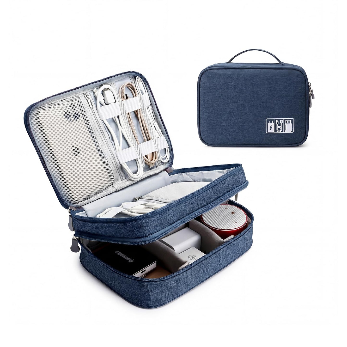 Lanola Travel Cable Organizer Bag, Electronic Accessories Case Portable Double Layer Cable Storage Bag for Cord,phone,Charger, Flash Drive, Phone, SD