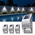 4 Pack Solar Wall Lights, Stainless Steels Outdoor Waterproof Motion Sensor Modern Metal Lamps for Fence, Deck, Post, Stair, Front Porch, Dock, Patio