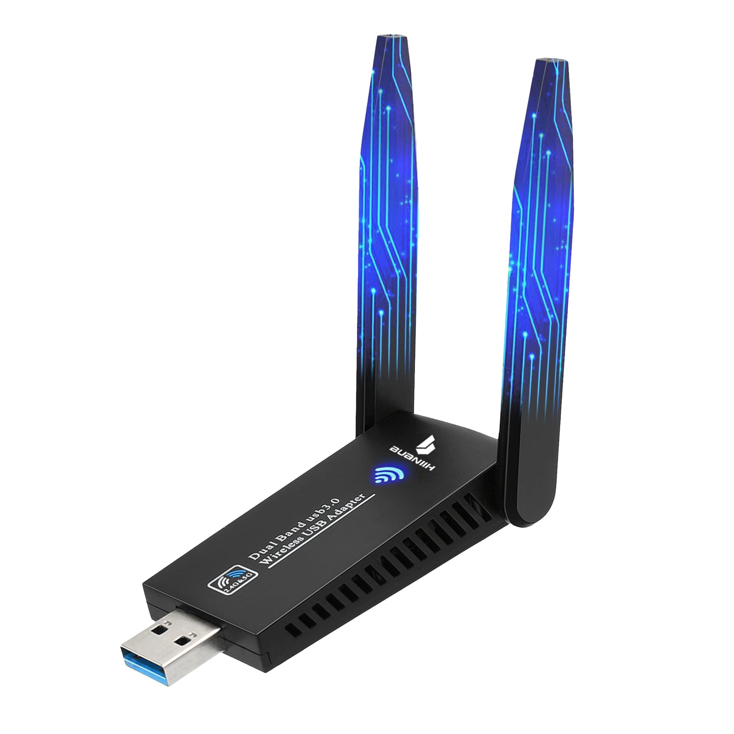 WiFi Adapter for Desktop PC,USB WiFi Adapter,1300Mbps Dual 5Dbi Antennas,Support 2.4G&5G Network,802.11AC Compliant,USB 3.0,Support Win10/8/7/XP, Mac