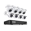 ZOSI H.265+ 1080p Home Security Camera System Indoor Outdoor, 5MP Lite CCTV DVR 8 Channel, 8 x 1080p Weatherproof Surveillance Bullet Dome Camera