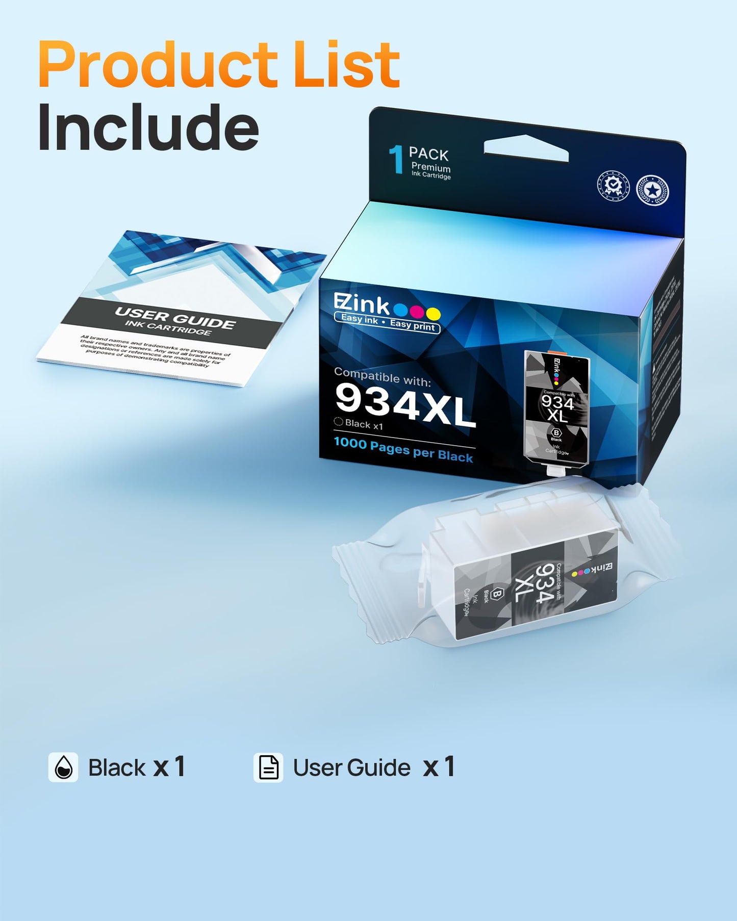 E-Z Ink Compatible Ink Cartridge Replacement for HP 934 934XL 934 XL High Yield to use with HP Officejet 6800 6812 6815 6825 6822 6820 OfficeJet Pro