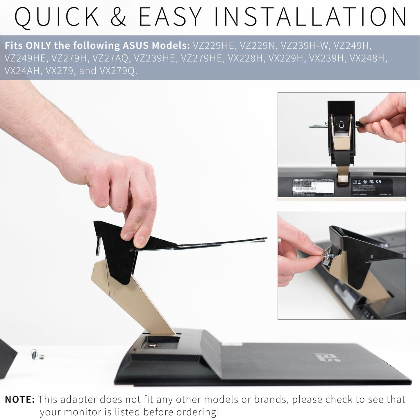 VIVO VESA Adapter Plate Bracket Designed for Asus VZ-Series Monitors VZ229HE, VZ229N, VZ239H-W, VZ249H, VZ249HE, VZ279H, VZ27AQ, VZ239HE, and VZ279HE