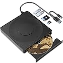 5 in 1 External DVD Player For Laptop with LightScribe DVD Burner CD Rom External CD/DVD Drive For PC Usb 3.0 External DVD Drive, DVD Reader Disc
