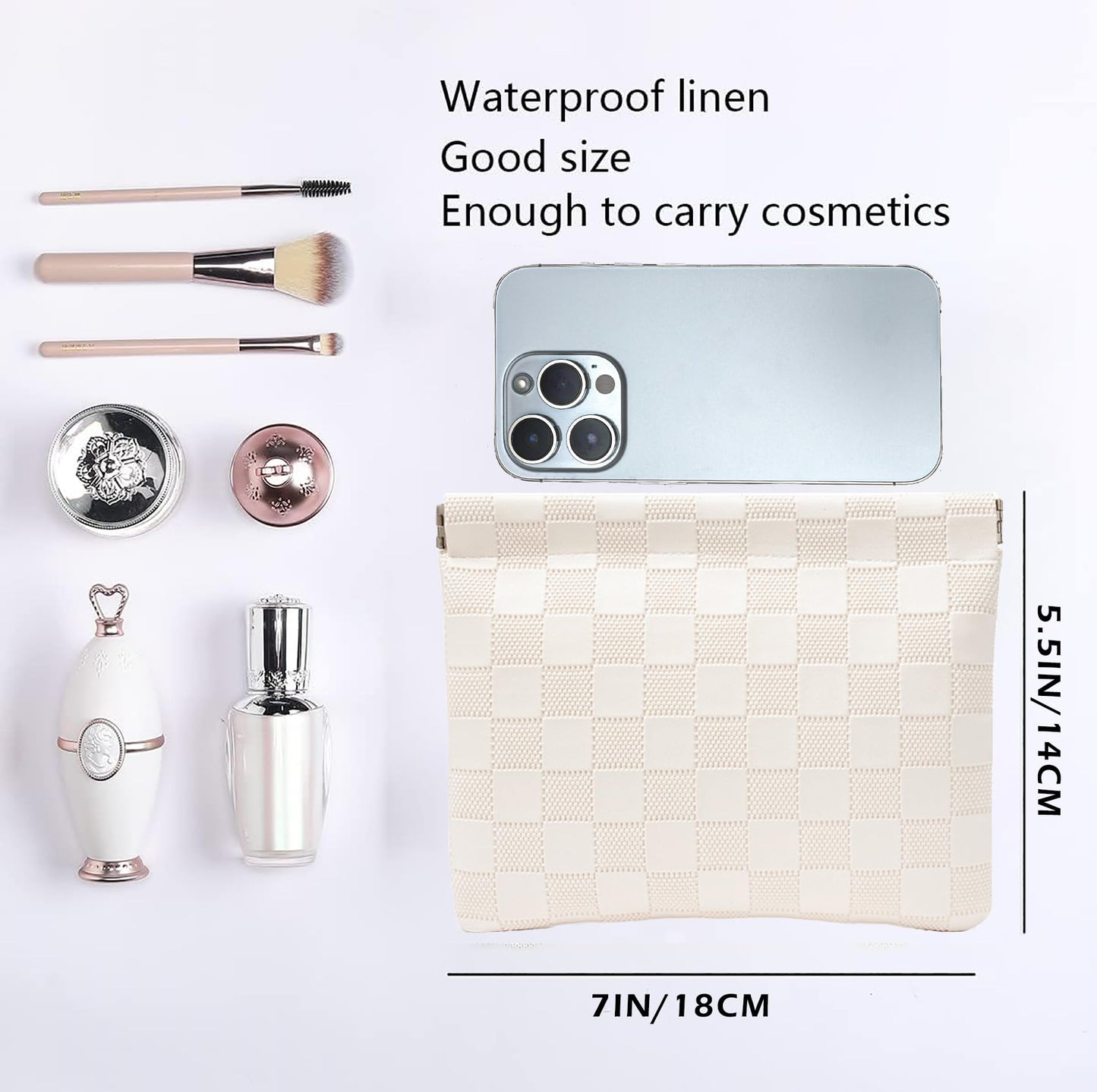HIGH FIT Leather Pocket Cosmetic Bag – Small Self-Closing Makeup Pouch for Women, Coin Purse, Lipstick & Travel Accessories Organizer