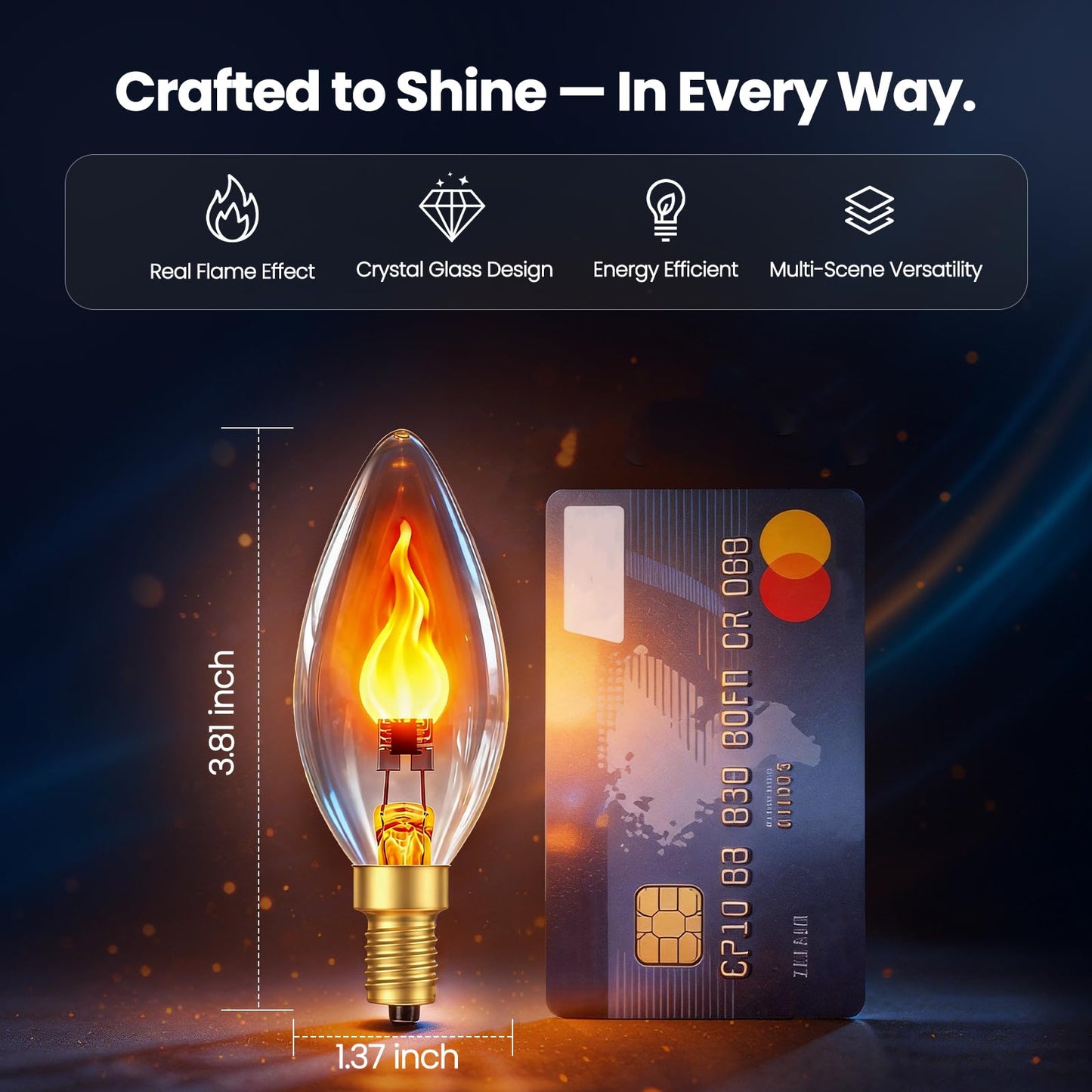 Vicstone Real Flame Light Bulbs, E12 Flickering Bulb for Indoor Outdoor
