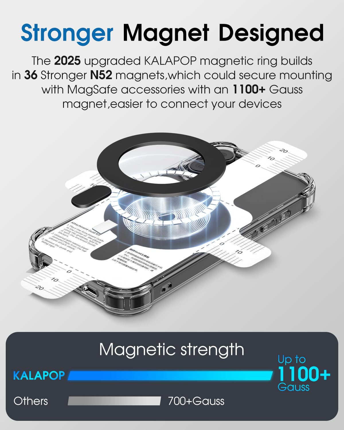 KALAPOP for Magsafe Magnet Sticker,2PCS,Magnetic Adapter Ring for Phone Cases&Wireless Charging,Mag Safe Accessories,Compatible with iPhone