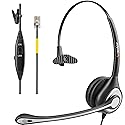 Wantek Yealink Phone Headset with Noise Canceling Mic, RJ9 Office Telephone Headsets with Mic Noise Cancelling Compatible with Yealink VoIP Phone T21P