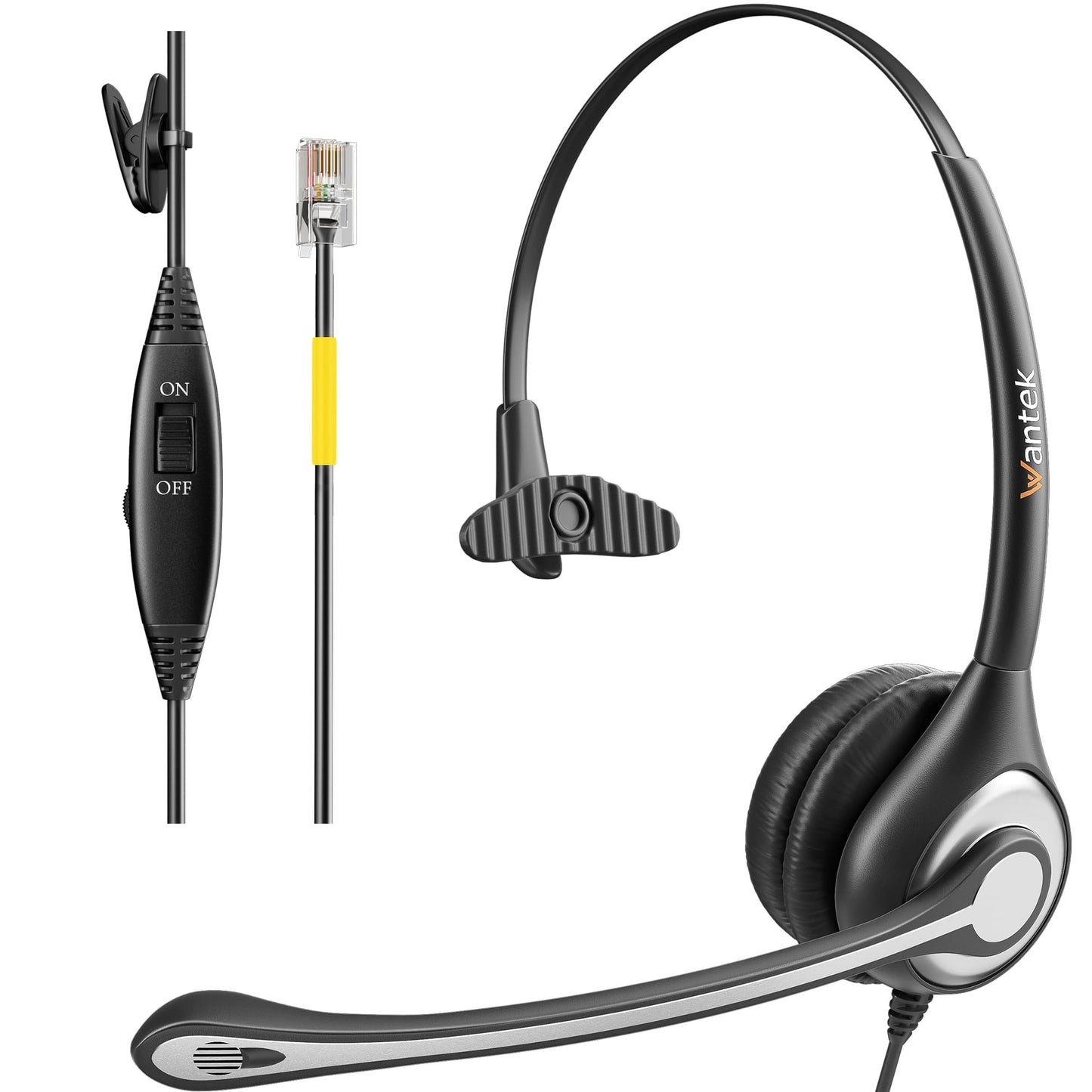 Wantek Yealink Phone Headset with Noise Canceling Mic, RJ9 Office Telephone Headsets with Mic Noise Cancelling Compatible with Yealink VoIP Phone T21P