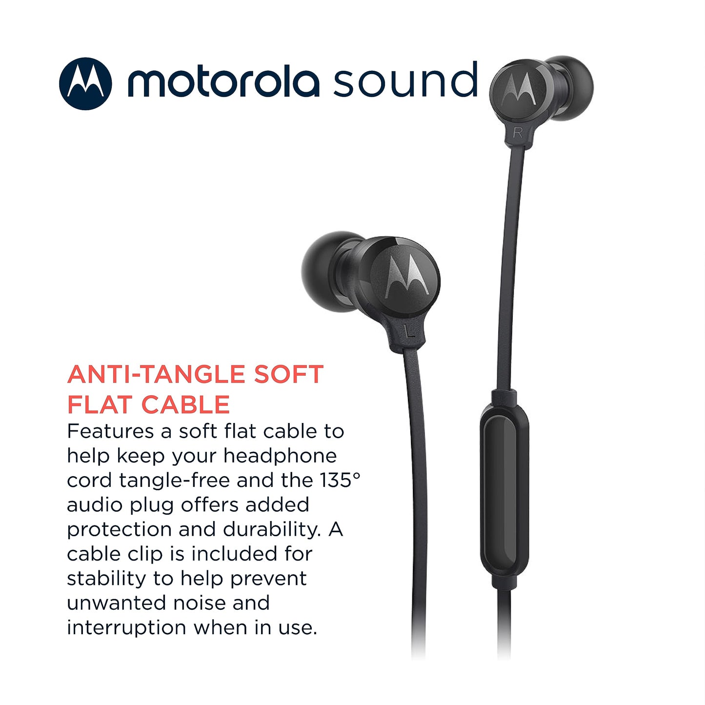 Motorola Sound 3C-S Wired Earbuds with Microphone - Lightweight Silicone Corded Earbuds with Non-Tangle Flat Cable, USB-C Cord, Clear Bass Sound…