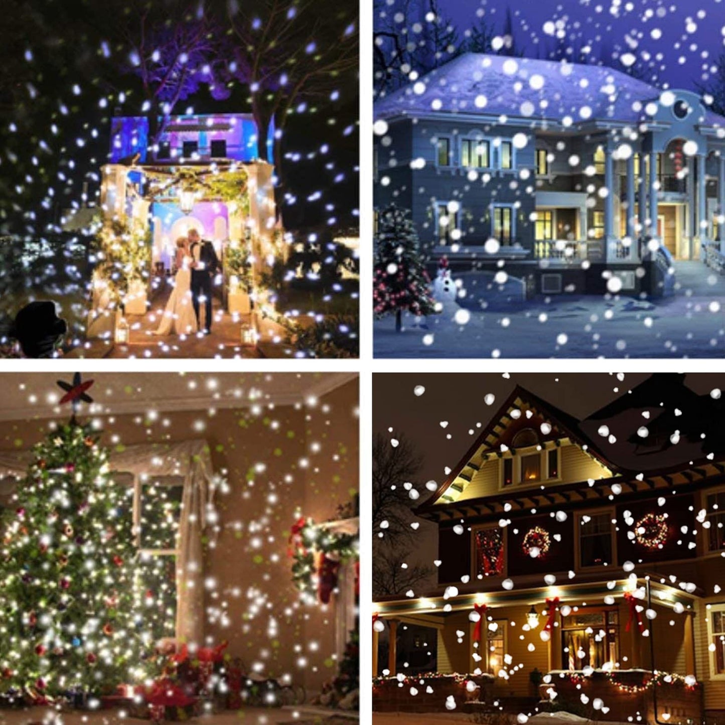 Borelor Snowfall LED Lights IP65 Waterproof Mini Christmas Snowflake Projector Lamp Indoor Outdoor New Year Decoration Light with RF Remote