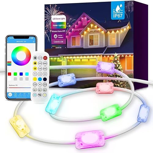 YFFSHLCS Permanent Outdoor Lights, 200ft Outdoor String Light Smart RGB with 72 Scene Modes, IP67 Waterproof Holiday Lights for Outside, APP