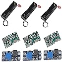 3PCS 18650 Lithium Li-ion Battery Charger Module with 1-Slot 18650 Battery Holder and MT3608 DC-DC Adjustable Boost Module 2A