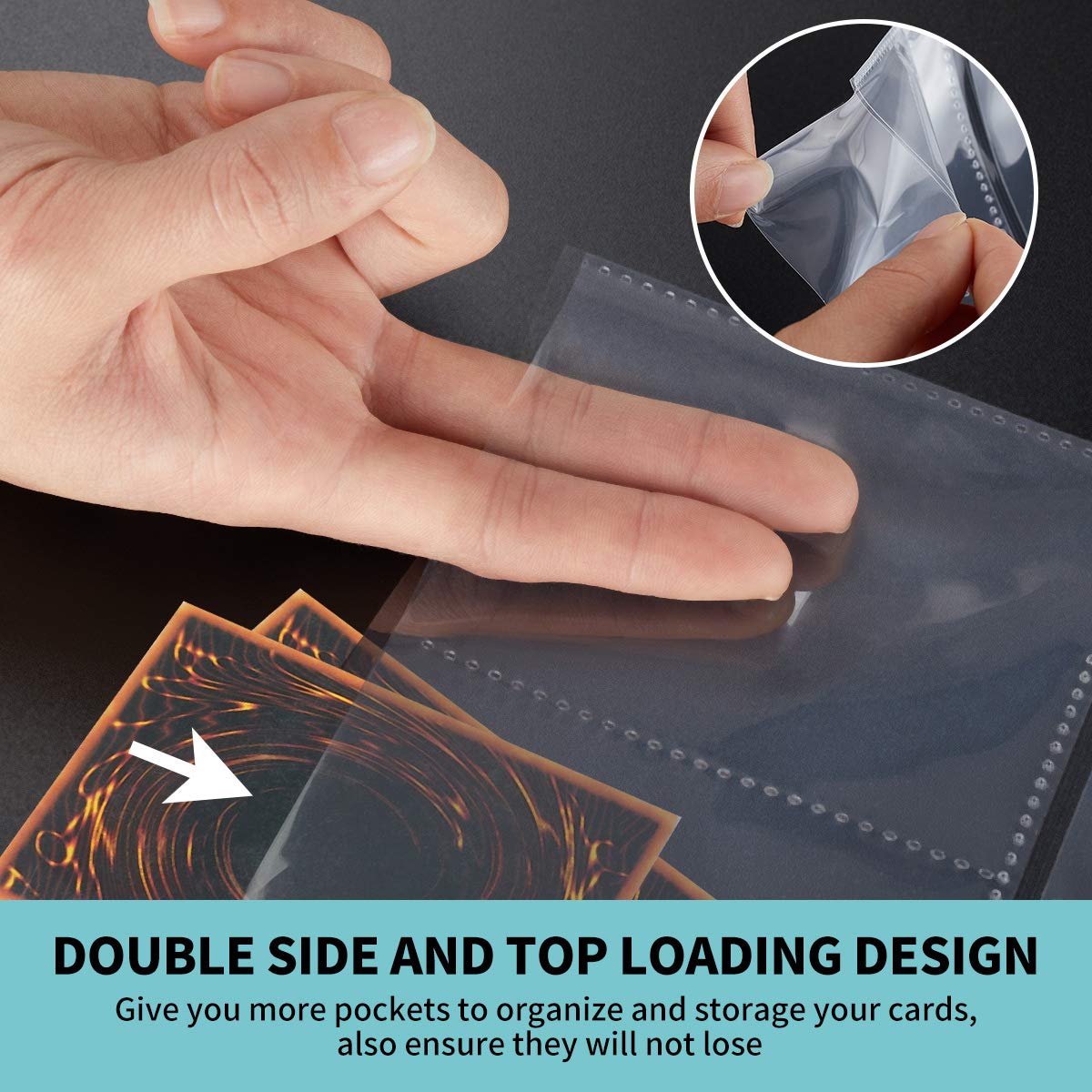 Trading Card Sleeves, JIQEZNL 1440 Pockets Premium Double Side Baseball Card Sleeves Pages for 3 Ring Binder, 9 Pocket Card Sheets Protectors