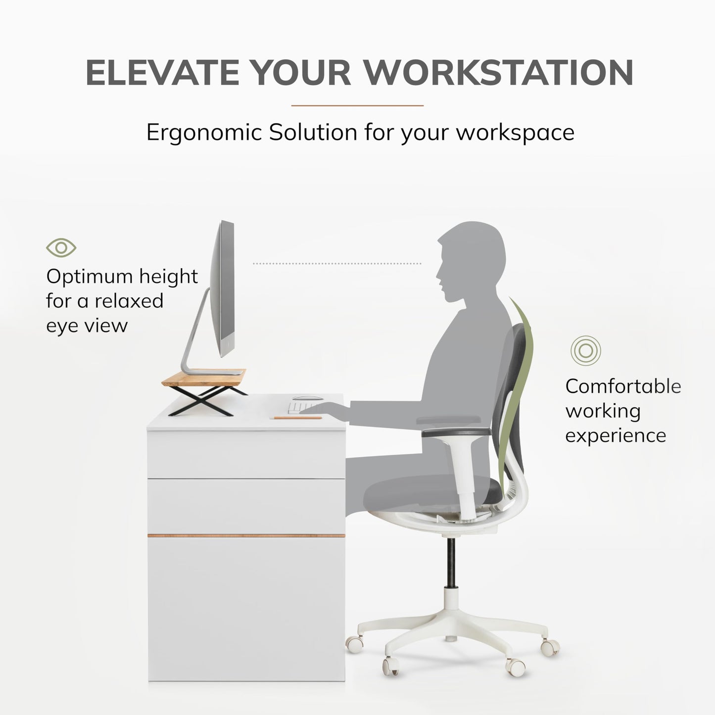 Anji Mountain Monitor Stand - Desktop Organizer & Laptop Riser, Ergonomic Monitor Riser, Space-Saving Monitor Stand for Desk, Durable Construction