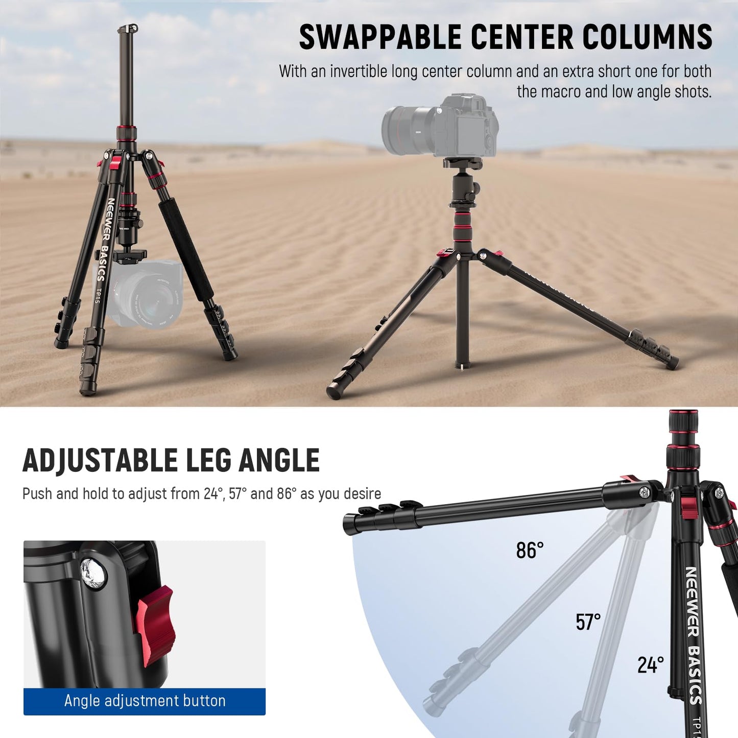 NEEWER Basics Camera Tripod Monopod, 71" Aluminum Heavy Duty Portable Travel DSLR Cell Phone Stand with 360° Ball Head Cellphone Holder Mount