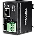 TRENDnet Hardened Industrial 100Base-FX Single-Mode SC Fiber Converter, (30 km, 18.6 Miles), IP40 Rated Housing, TI-F10S30,Lifetime Protection,Black