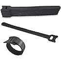 Reusable Cable Ties Management Microfiber fastening cloth, Adjustable Fastener Cable Strap Hook and Loop Cord Ties, Black. (6 inch 20 Pieces)