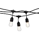 HLO Lighting Outdoor Weatherproof Commercial LED Backyard Bistro Cafe Patio Light String, 48Ft Vintage Edison Porch Strand, 2Ft Spacing, 24 Hanging