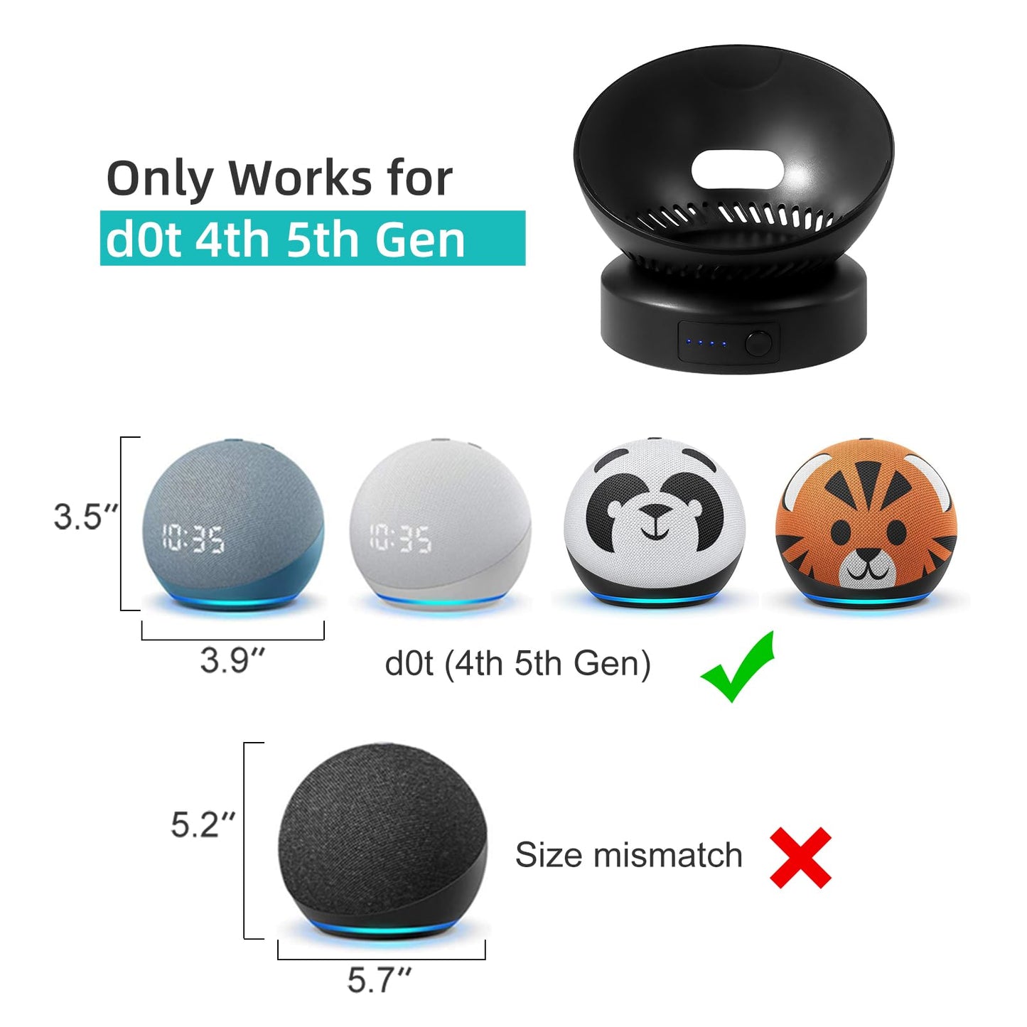 Battery Base for Do/t 4th & 5th Generation Portable Do/t 5TH Gen and Nest WiFi Battery Base Stand, Not Including The Speaker (Black)