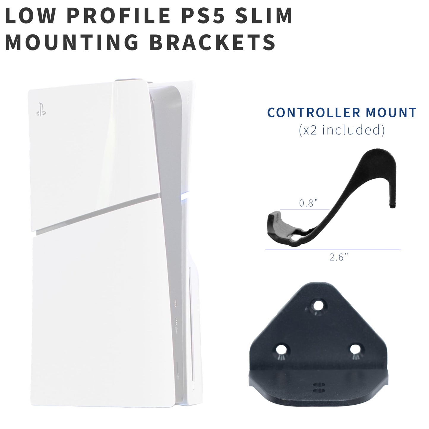 VIVO 2-in-1 Wall and Under Desk Mount Bracket Designed for PS5 and PS5 Slim Gaming Console, PlayStation 5 Standard and Digital Edition, Vertical Wall