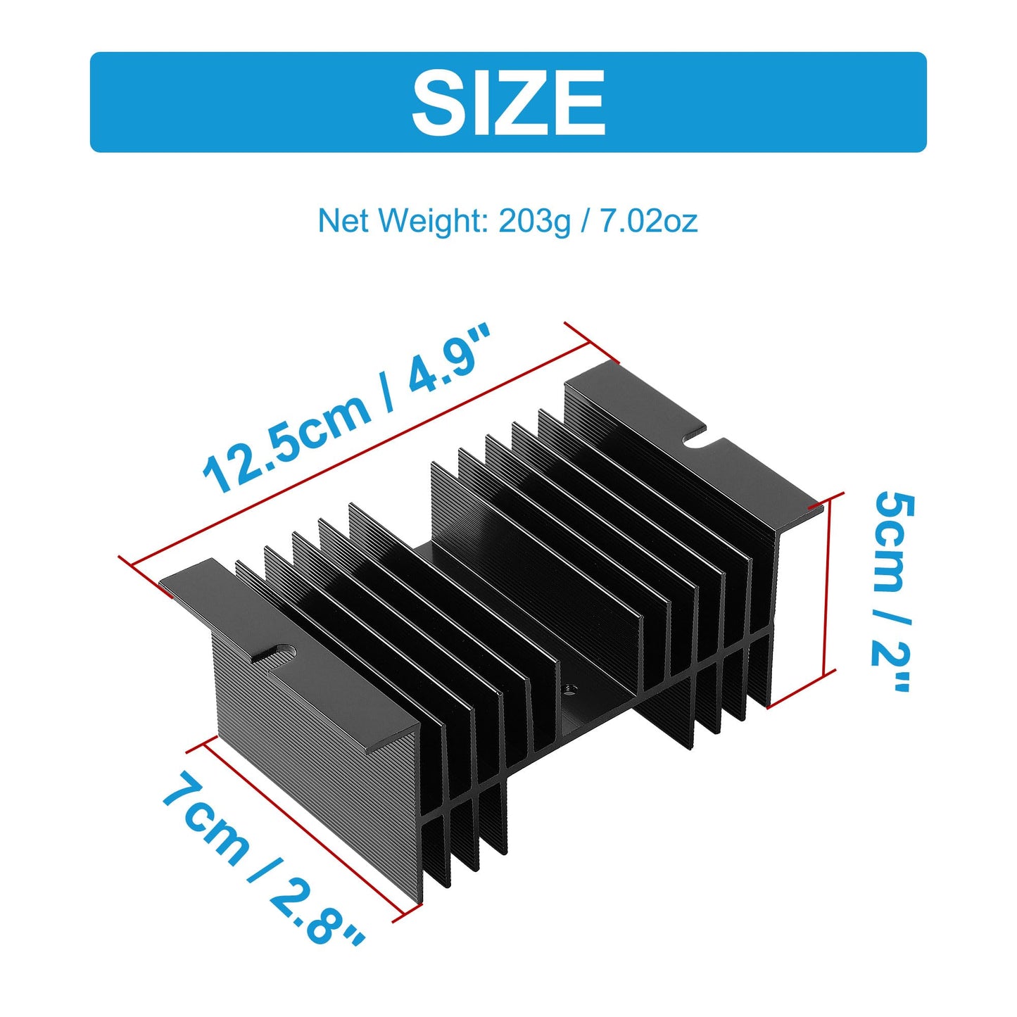 uxcell Black Aluminum Heatsink 4.9" x 2.8" x 2"/12.5 x 7 x 5cm Cooling Fins Heat Dissipation Cooler Heat Sink for Solid State Relay SSR