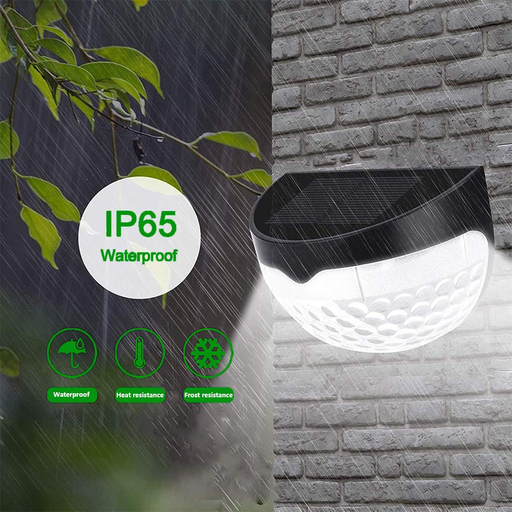 KBP Solar Fence Lights Outdoor Decorative Garden Lights Waterproof Wall Lights for Patio, Yard, Stairway (Black)