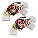 SJZBIN 4 Pin Y-Splitter IDE Extension Adapter 2PCS 20cm/7.9inch 4-Pin Molex Male to Dual Female D-Type Power Cables for Computer Hard Disk and Cooling