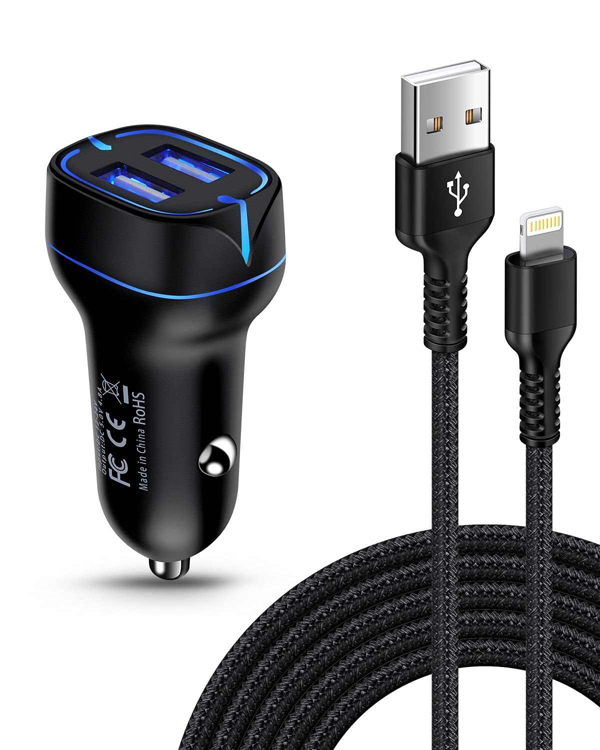 Car Phone Charger Lightning Cable Fast Charging Cargador for iPhone 14 13 12 Pro Max Mini 11Pro 10 SE X XR XS XS Max 8 7 6 Plus, Apple Lightening…