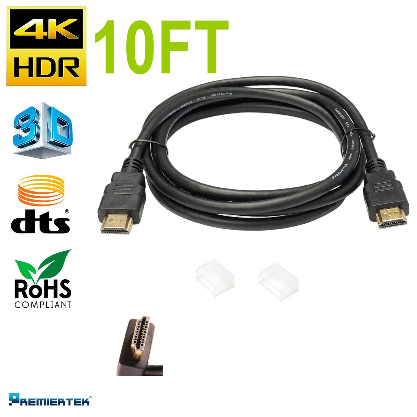 Premiertek HDMI Cable Full Copper Gold Plated V2.0 M-M 4K@60Hz Black 10FT (3 Meters)